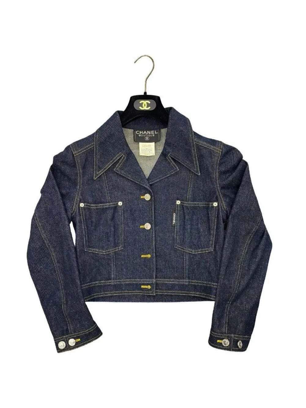 Chanel Vintage Cotton Denim Jacket 38 Blue